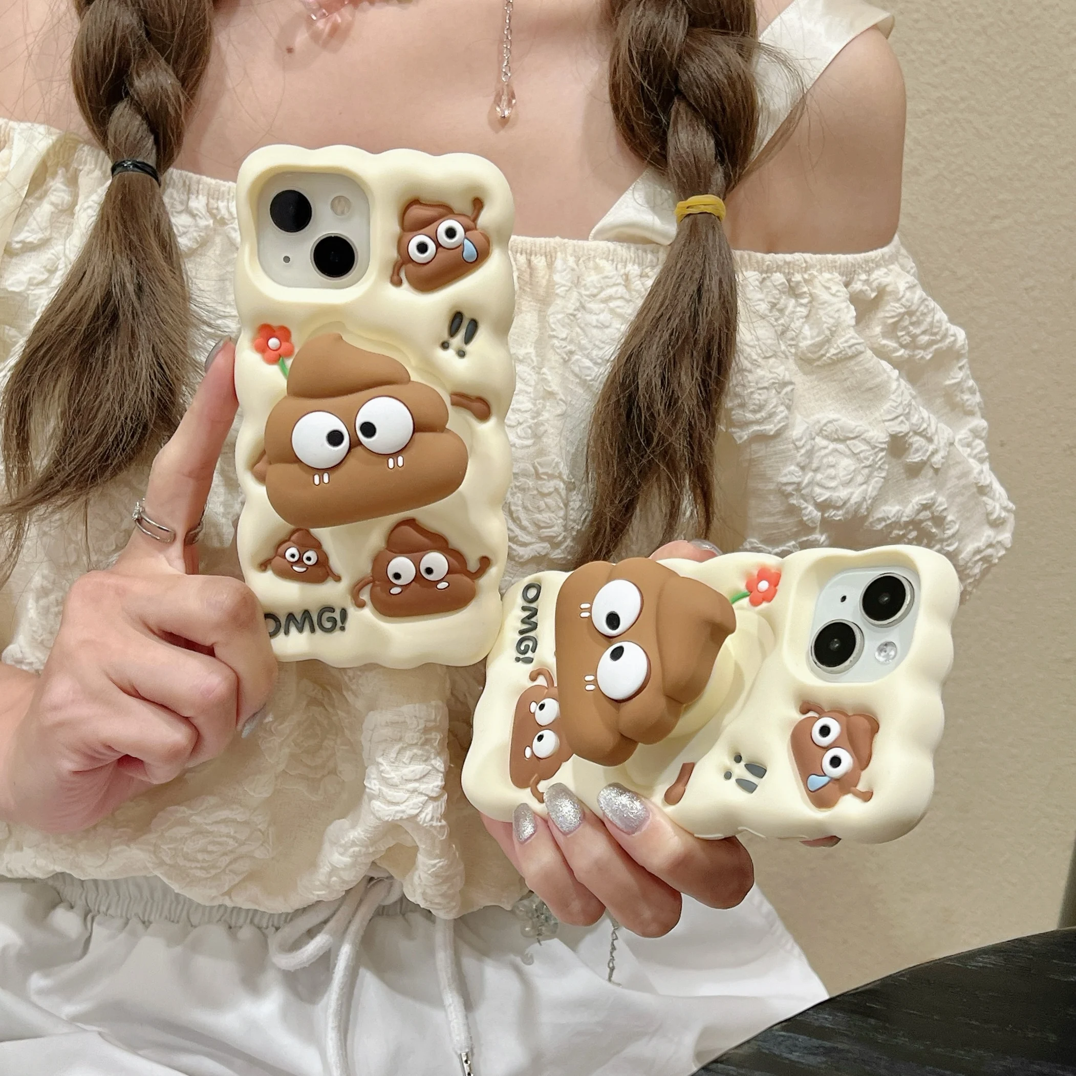 Fashion Cartoon Poop Retractable Stand Holder Funny Silicone Shockproof ...
