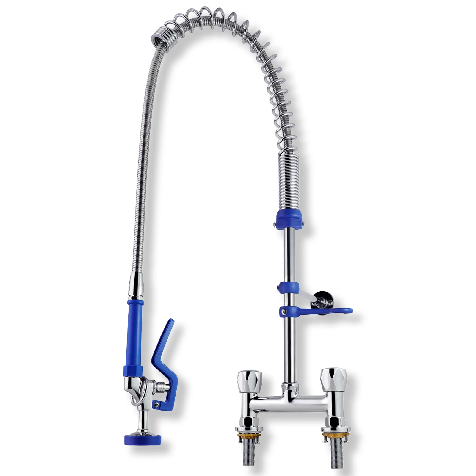 Commercial Kitchen Faucet with Classic Style Dual Hole Brass and SUS304 Pull Sprayer and Spring Mixer 2 Function Sink Faucet