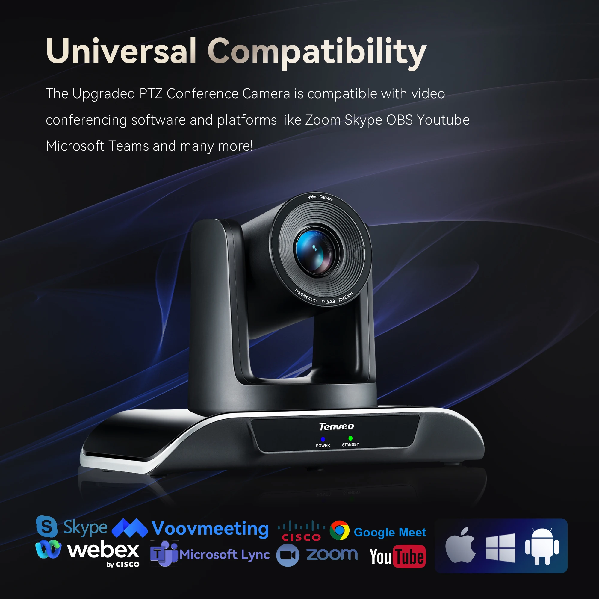 Tenveo VHD PRO Ptz Conference Camera - 20x Zoom USB Output