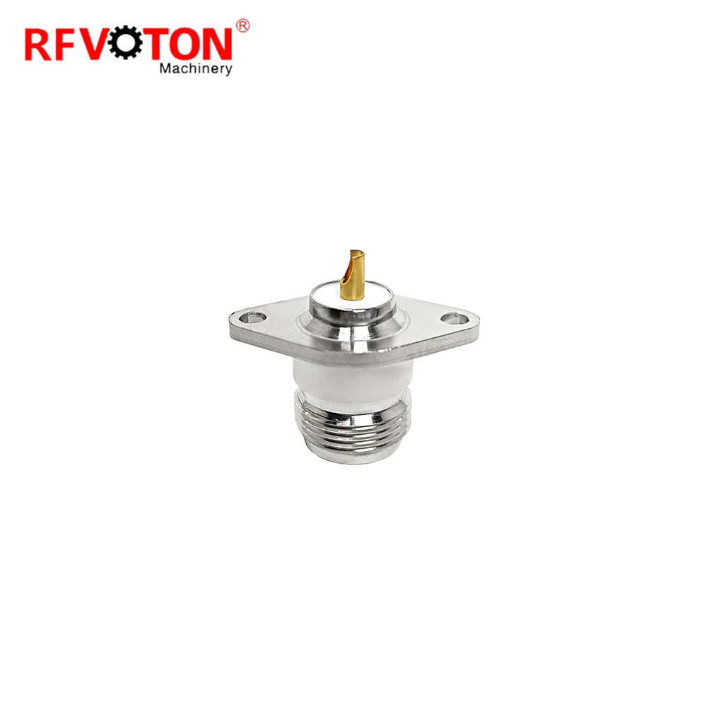 Factory Directly  N Female Jack Hembra Socket Panel Flange Solder 2 Hole Rf Coaxial Connector Copper Rohs  in Stock