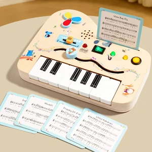 Custom Montessori Wooden Piano Busy Board with LED Circuit Sensory Activities Montessori Toys Educational Toy for Toddlers Kids