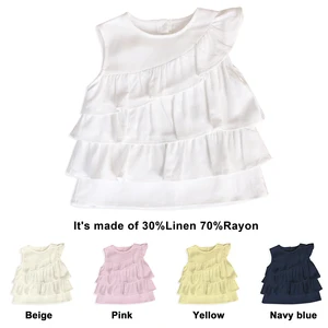 Breathable Soft Summer Baby Girl Clothes Girls T-Shirt Ruffled Tiered Sleeveless Crew Neck Baby Clothes