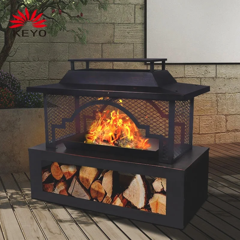 Steel Outdoor Fireplace Bronze Finish Log Burner Classical Wood Burning