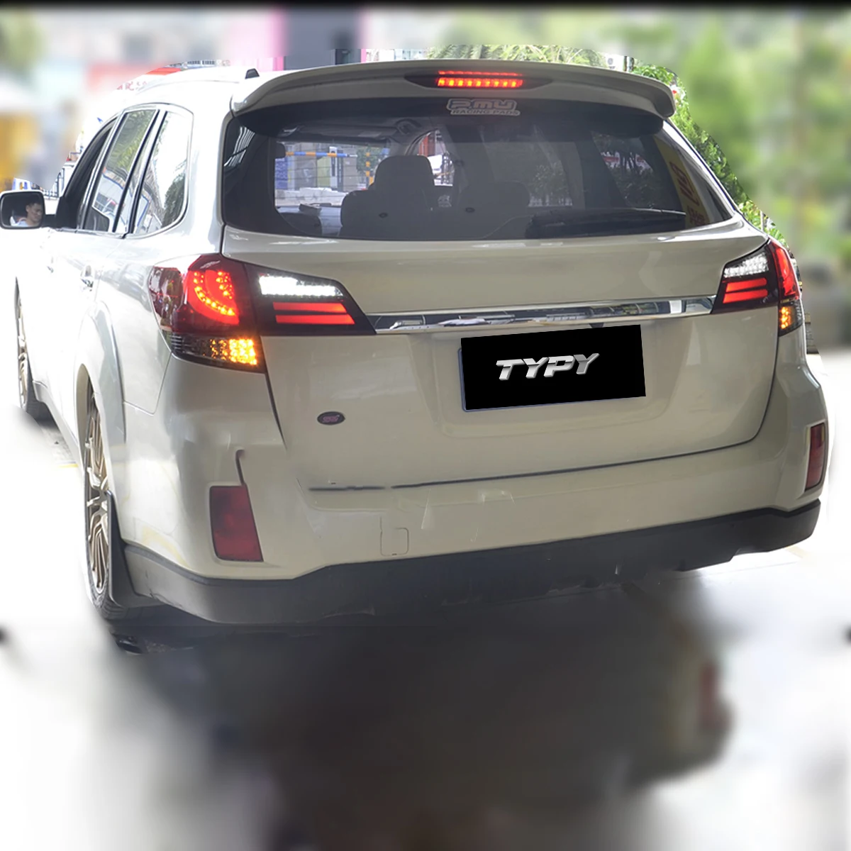 LED Rear Bumper Reflector Lights For Subaru Outback 2010-2014 - Red Sequential Turn Signal Fog Lamps