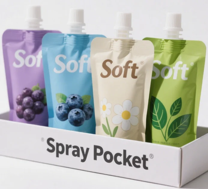 Transparent Plastic Spray Bag with Vertical Cover, Customized Size Food Grade Packaging Bag for Honey Syrup and Seasonings