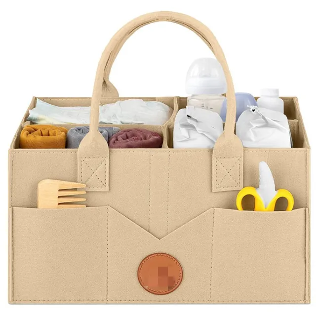 Portable Large Baby Bag Diaper Caddy Tote With the Handle Felt Baby Diaper Caddy Bag Organizer Felt Diaper Bag Foldable Beige