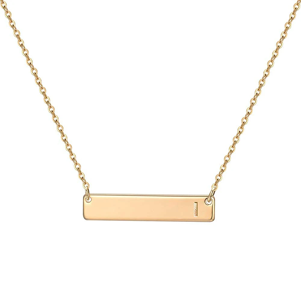 18k Gold Bar Initial Necklace For Women 