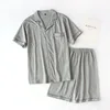 Pantaloncini in maglia tinta unita da uomo - grigio