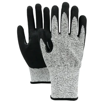 POPALM Custom Multifunctional HPPE 4543C  Anti Cut Protection Sandy Nitrile Coated Reinforced Thumb Crotch Work Gloves