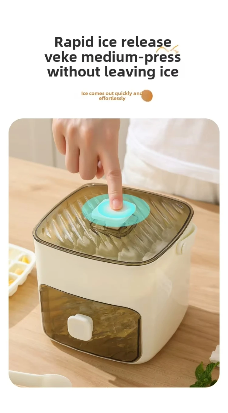 New Large Capacity Food Grade Ice Box Ice Bucket Double-Layer Pressed Ice Cube Mold with Handle Drawer