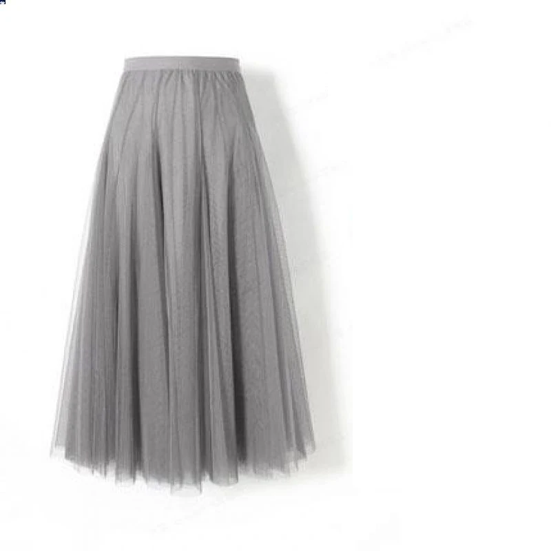 Womens Dresses Fashion High Waist Pleated Tulle Skirt Female Aline