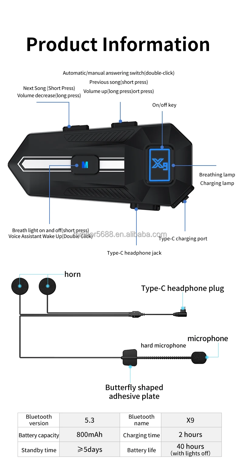 product tiypeor motorcycle wireless headset helmet headphone on ear earphones with hd microphone for moto helmet-10