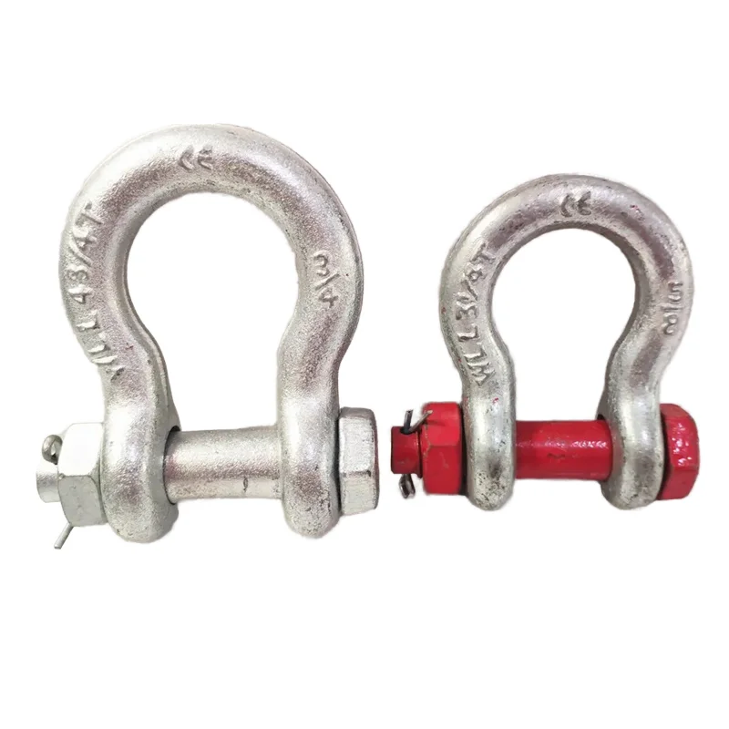 WLL 2T-200T US Large Bow Shackle G2130 G2150 Steel Tow Shackle Lifting Galvanized Surface Marine Hardware Industrial