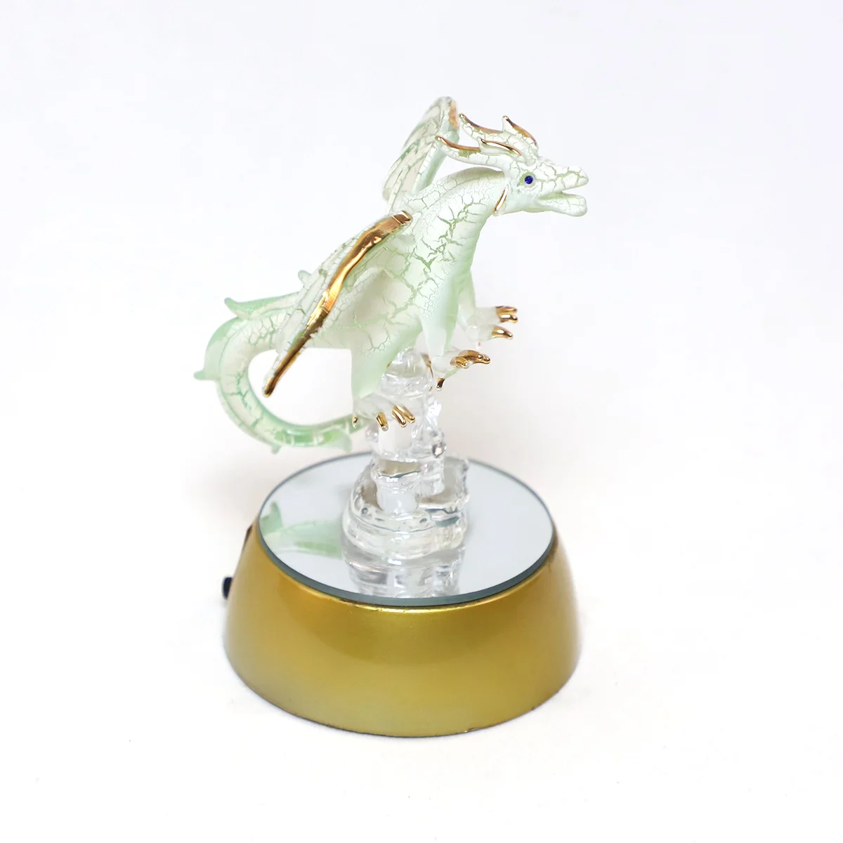 glass decoration handmade glass dragon figure with base led light