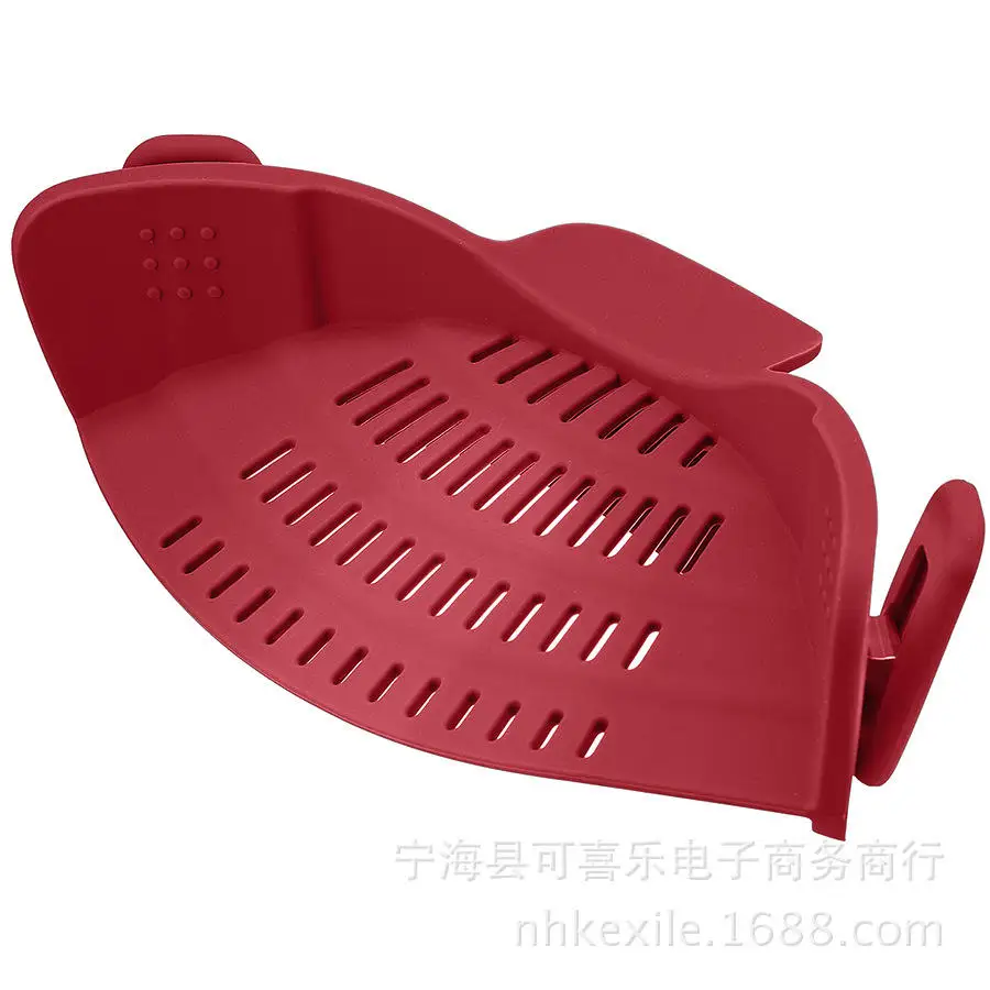 Kitchen Gadget Tool Strain Pot and Pasta Strainer Adjustable Silicone Clip on Strainer for Pans
