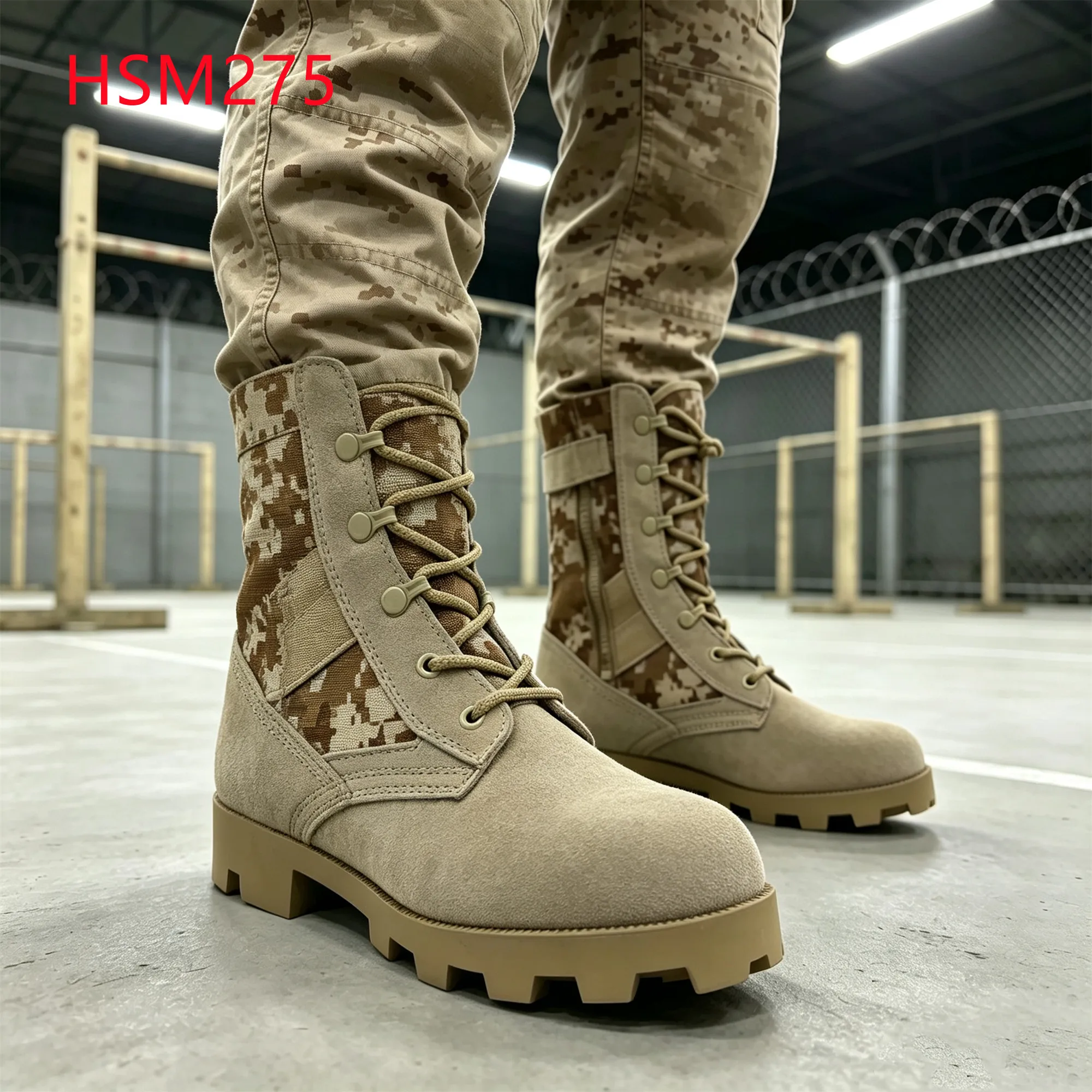 LXG,Rocky Road Digital Desert Camouflage Combat Boots Various Terrains Rugged Lug Outsole Patrol Boots with Zip&velcro HSM275
