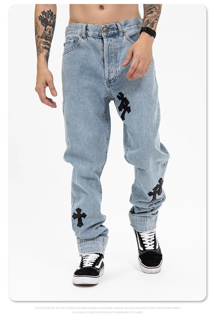 Blue Jeans Trousers Straight Men Jeans 