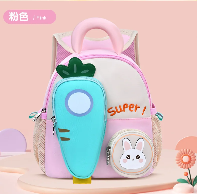 Ultra Lightweight Large Capacity Carrot School Backpack New Kindergarten Mochila Escolar with Ridge Load Reduction Protection