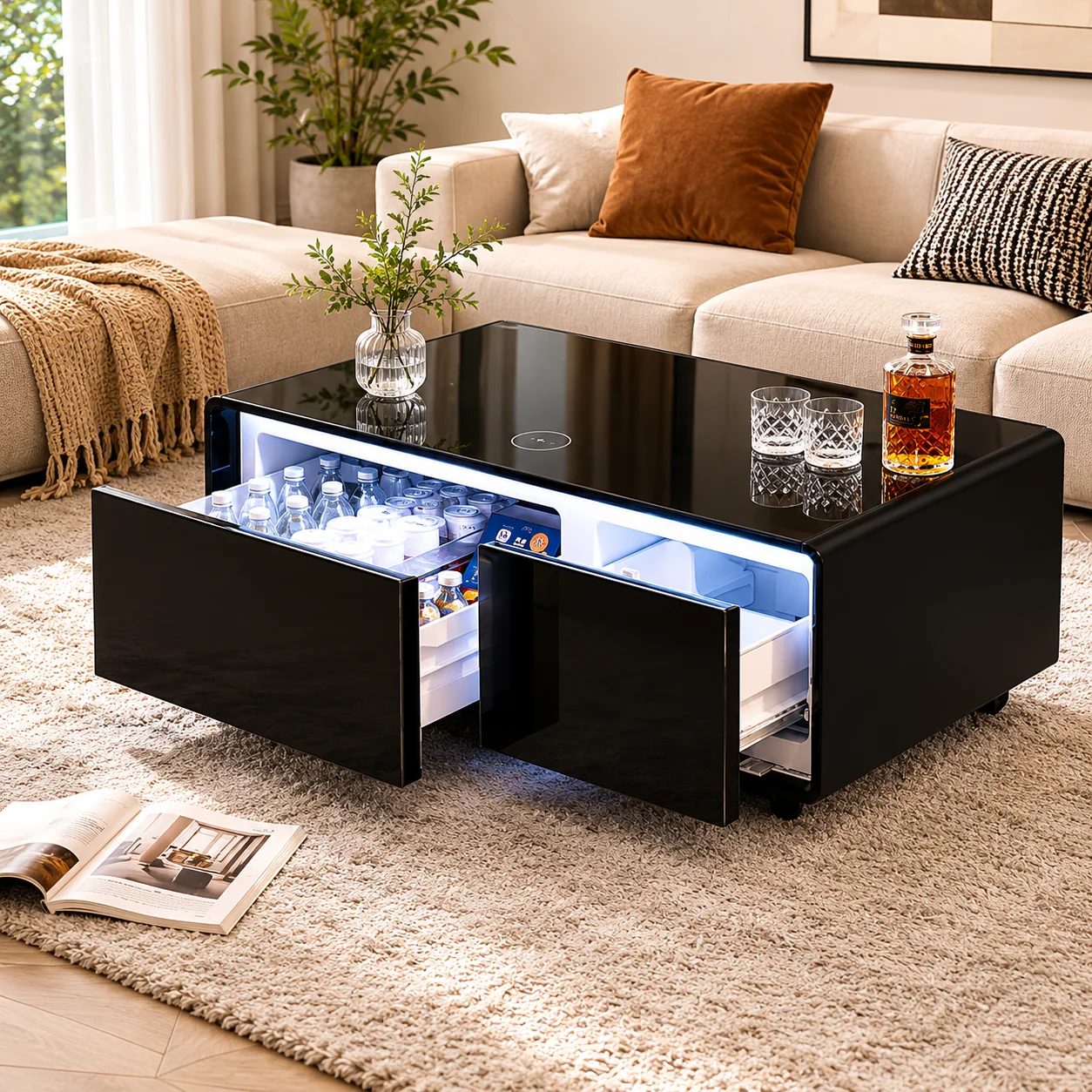 Luxuriöser Smart-couchtisch Mit Kühlschrank- Und Gefrierfach-schublade,Intelligente Möbel Für Wohnzimmer Und Schlafzimmer
