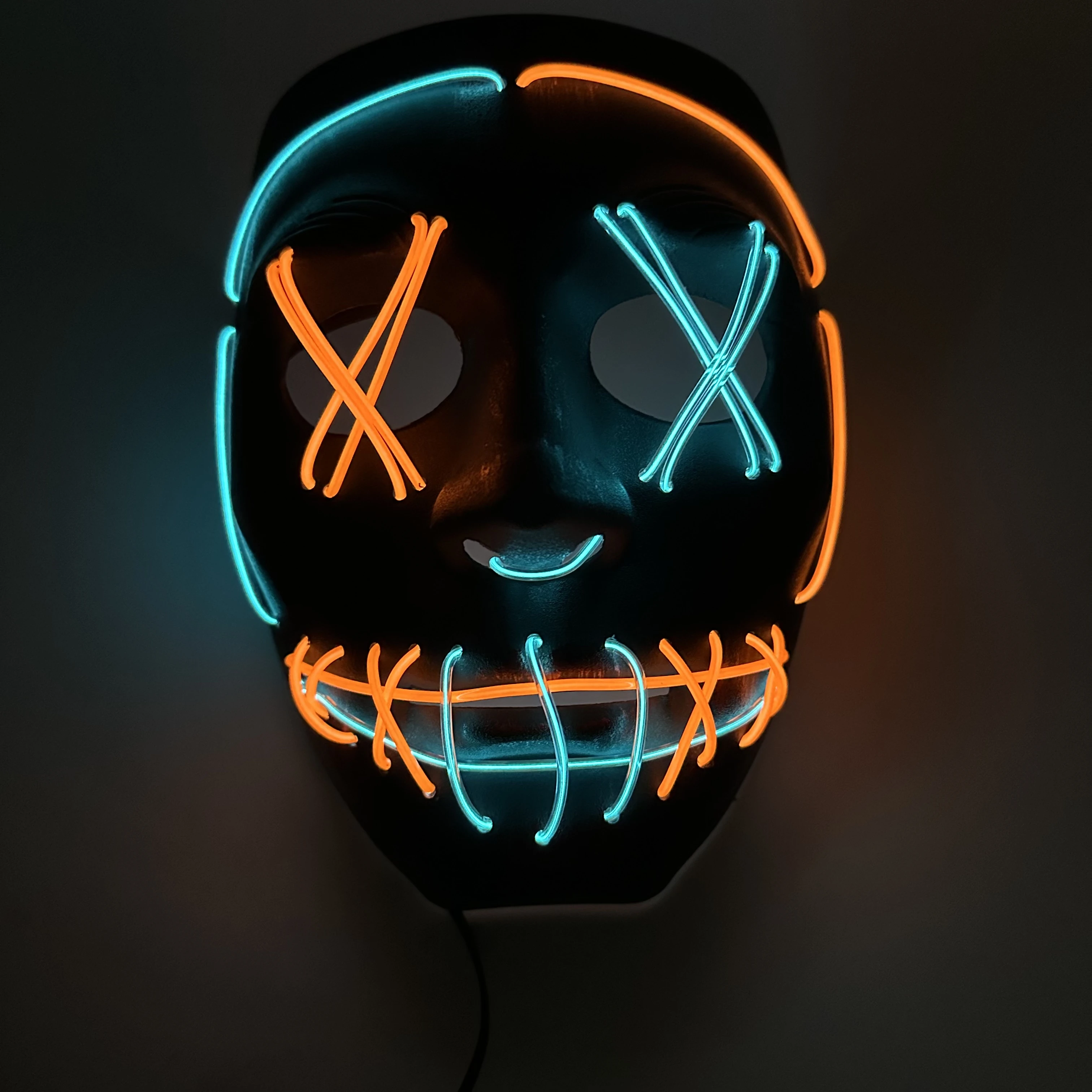 Custom Fancy Party Halloween Mask New Coming Colorful LED El Wire Rave Cosplay Made from Durable PVC Material