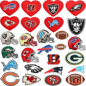 Colorful NFL Team Logo Embroidery Iron On Patches for DIY Football Design Patches Custom Hat Decoration Accessories