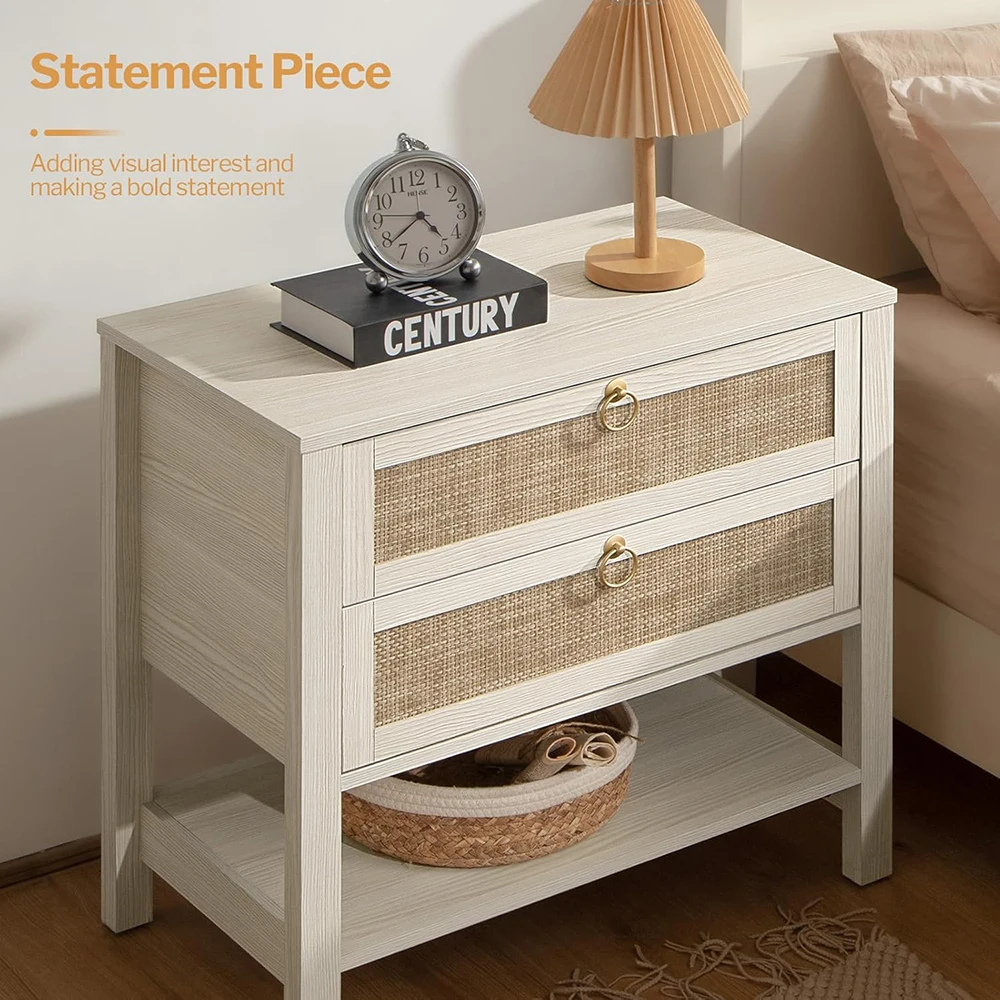 product white night stand drawers storage shelf large wooden boho bedside table narrow side table bedroom small space assembled-6