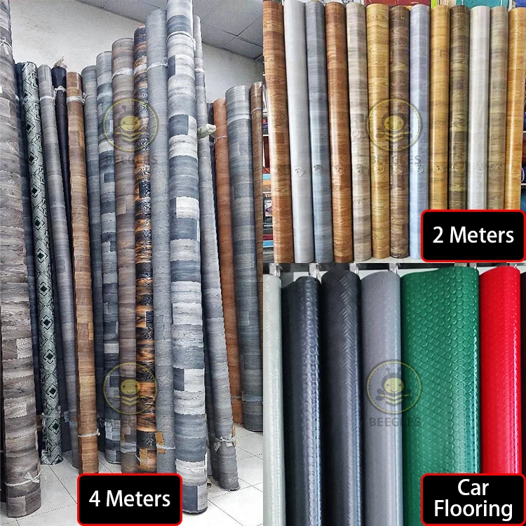 Sponge PVC Flooring Roll Plastic Vinyl Sheet Floor Carpet Mat Cover Covering Linoleum Cheap Price Foam Back Dry Backing Stylish