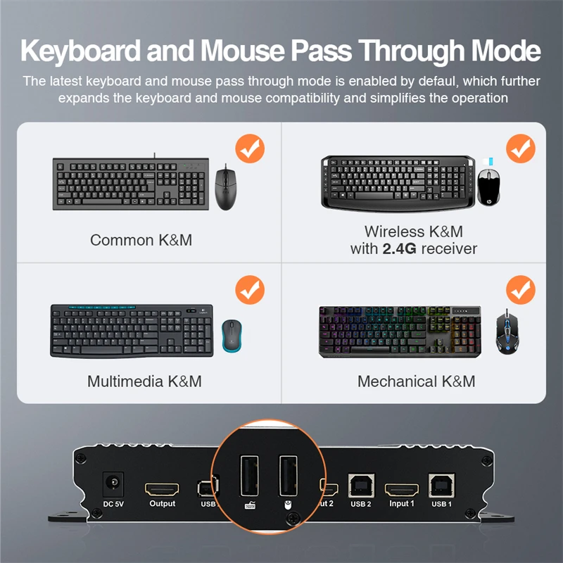 TESmart Switcher KVM Console Cost Effective 4k for Television 4k Smart Tv 2 Port USB with Audio and USB Hub USB HDMI KVM Switch