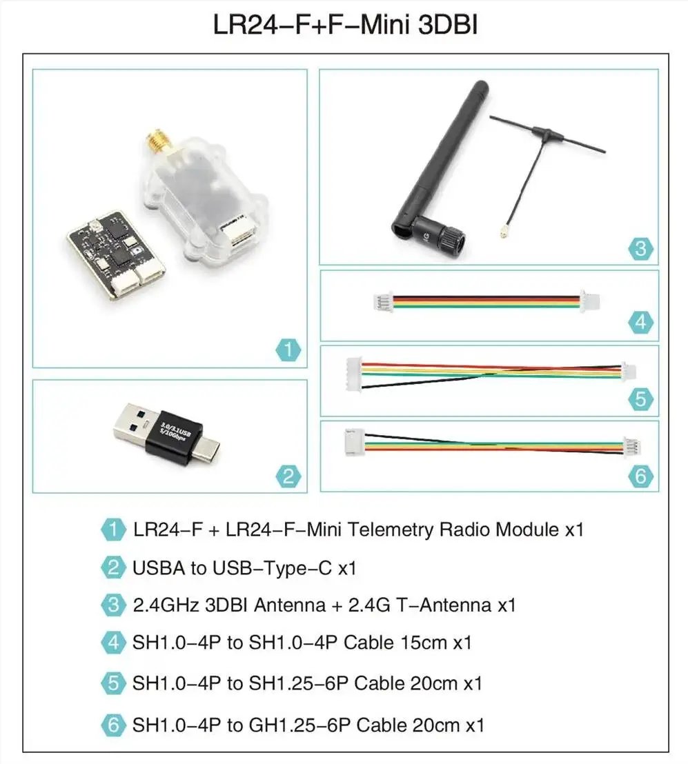 Mini Lora Module Lr24-f+f-mini Lora Telemetry Radio Module - 2.4ghz, 27dbm