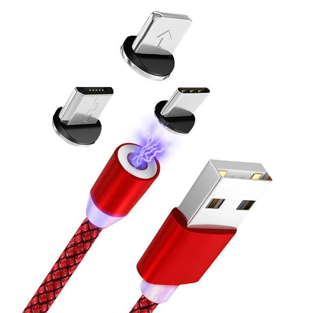 New Cell Phone USB Charger LED Magnet 3 in 1 Magnetic Charging  Cable