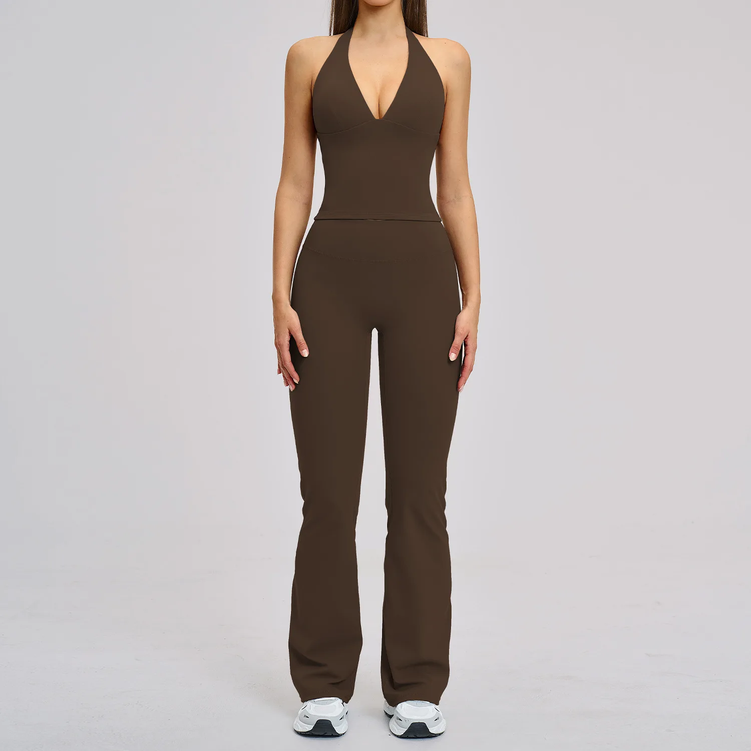 MCDUII Solid Breathable Brushed Micro-Flare Yoga Set European American Sports Running Fi detail