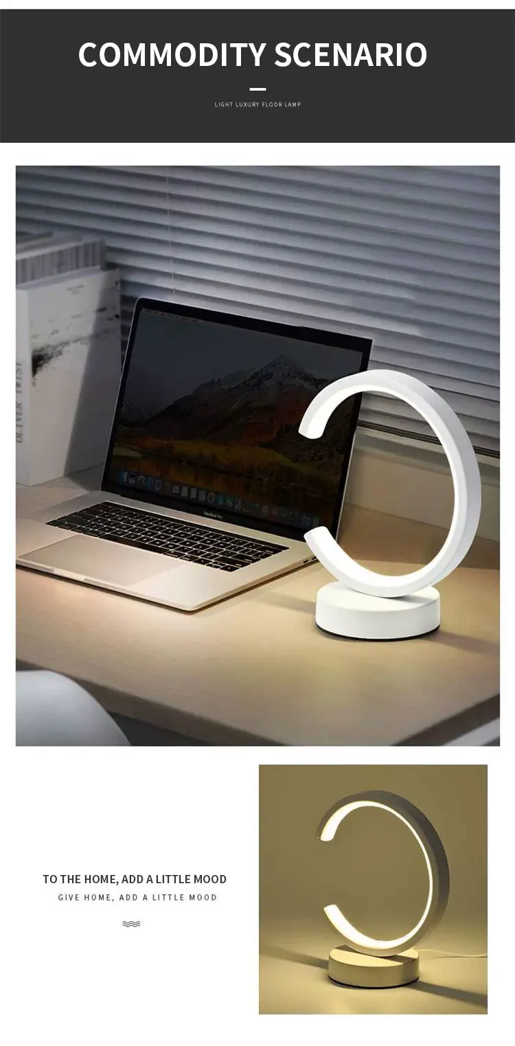 product simple modern and fashionable circular table lamp bedside study bedroom dimmable decorative night light-43