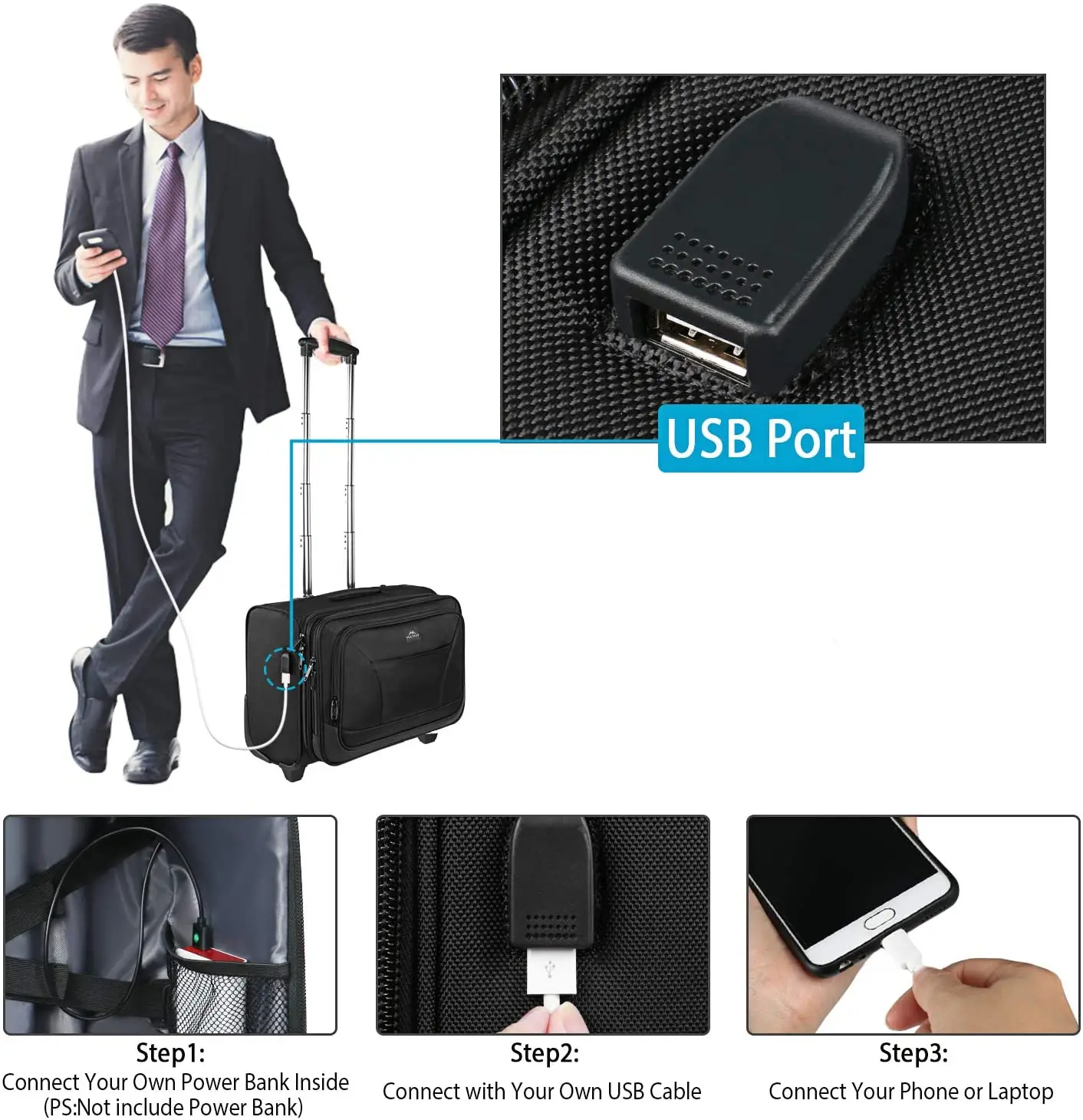 Mallette de voyage à roulettes pour ordinateur portable, sac de - Main Image