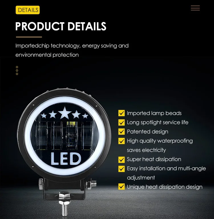 OEM Acceptable High Lumen Ip67 Round Offroad 50W 4 Inch 12V Car Vehicle Work Lamp LED Work Light