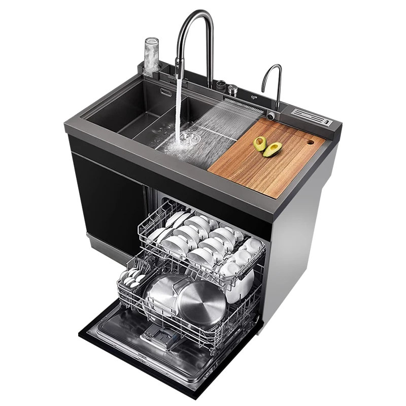 Kitchen built in dishwasher machine automatic smart ultrasonic in stainless steel sink