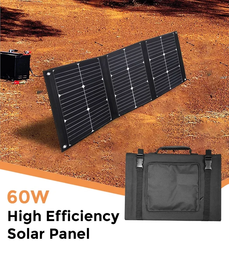 60W Monocrystalline Solar Panel Battery Charger Solar Phone Charger for Traveling Camping 