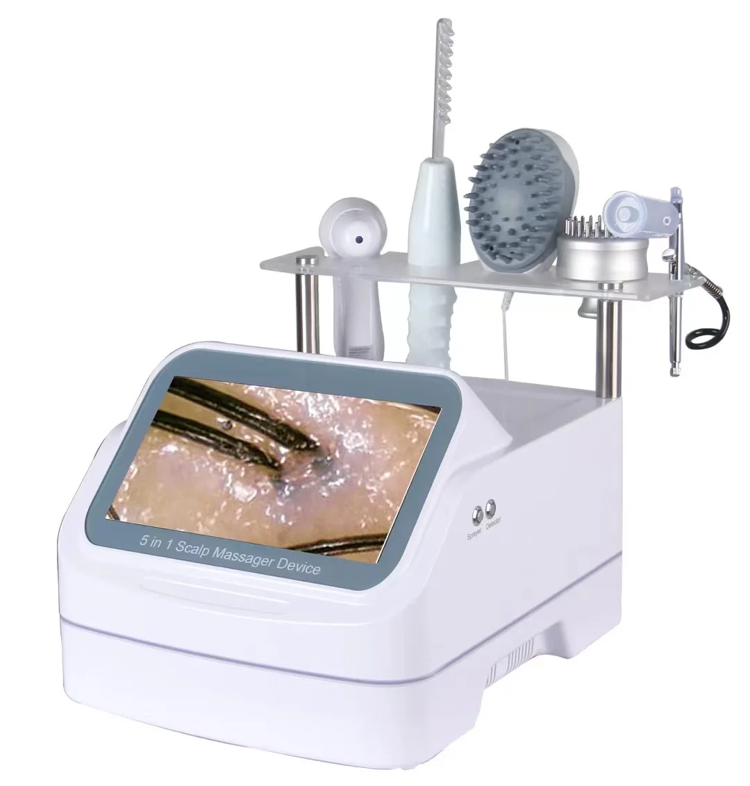 Portable 5-in-1 High Frequency Scalp Analyzer & HD Detector Ozone Therapy Hair Growth Massage Device for Salon & Home Use