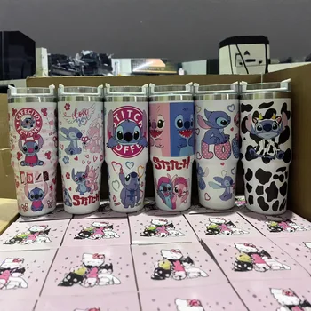 New Arrival Custom Designer Cartoon Stitch 40oz Ceramic Double Wall Tumbler Stainless Steel Insulated Handle Hot & Cold Cup Mugs