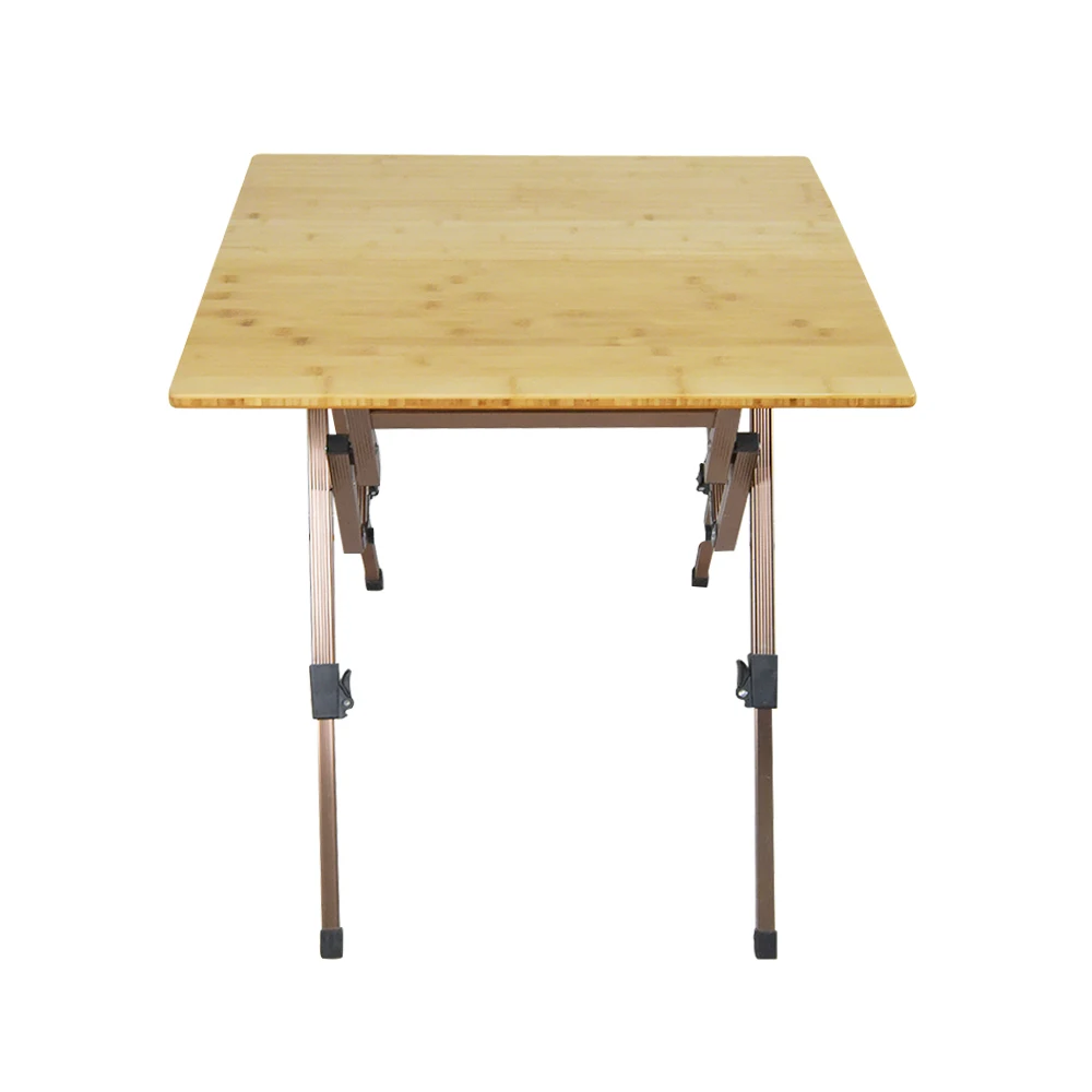 Стол для пикника из бамбука с регулируемой высотой, складной столик с алюминиевой рамкой, походный складной