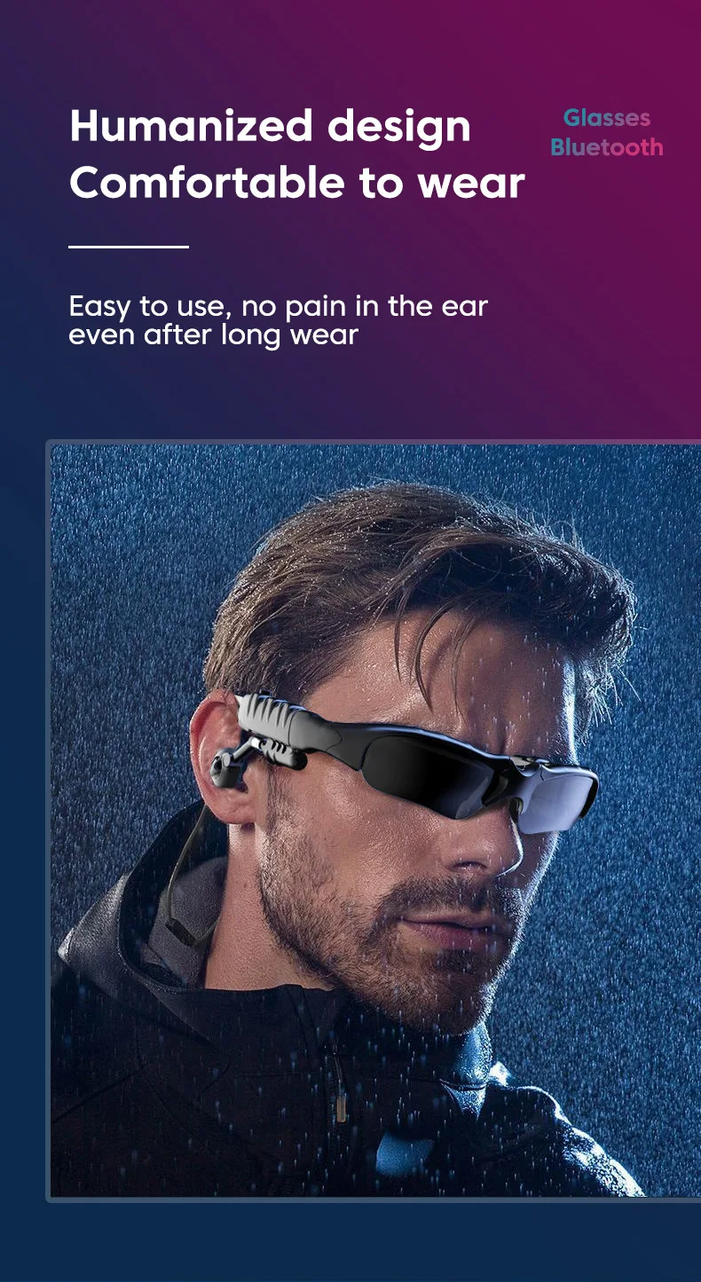 Hot Selling Outdoor Cycling Sports Glasses Wireless Headphones With Microphone Smart Bluetooth of Headphones Sunglasses