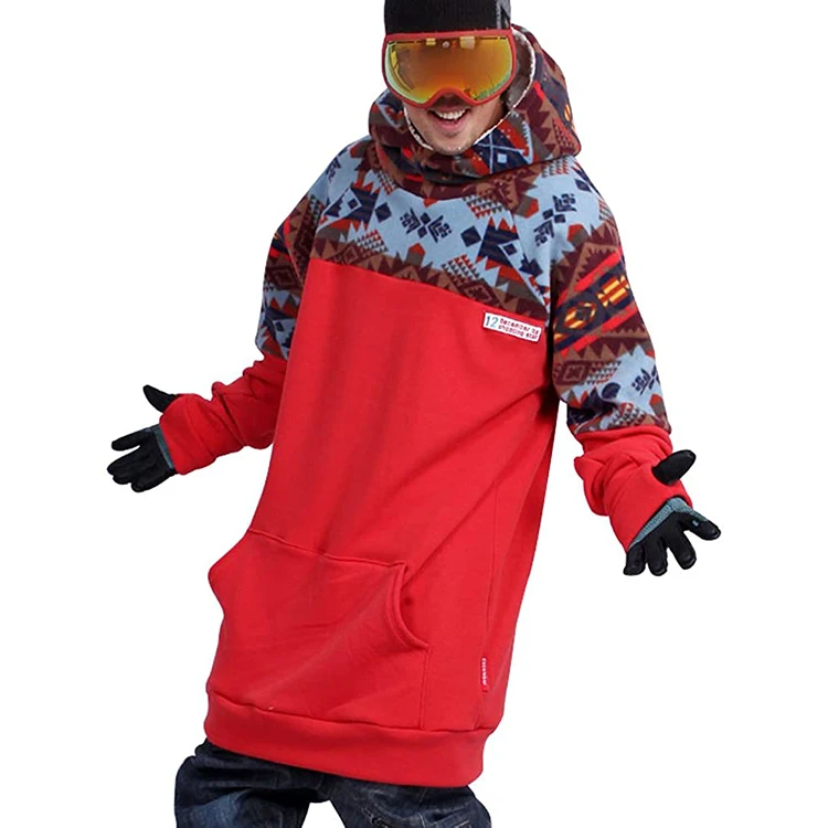 December long tall hoodie ski snowboard-MIX RED & BLACK 