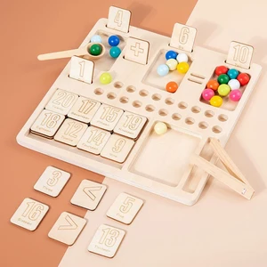 EDULAND Montessori Wooden Mathematical Operation Clip Beads Games Educational Teaching Aids for Boys Girls Montessori Children