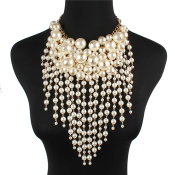Cheap Wholesale Best Design Women Chunky Beaded Pearl Necklace Jewelry