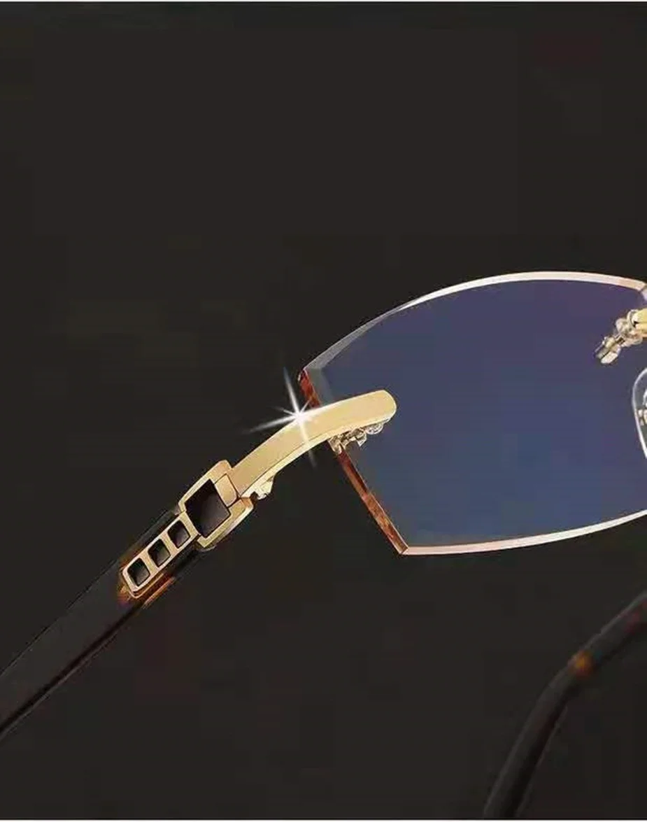 8085 Luxury Designer Diamond Cut Edge Glasses Metal Frames Fashion Gold ...