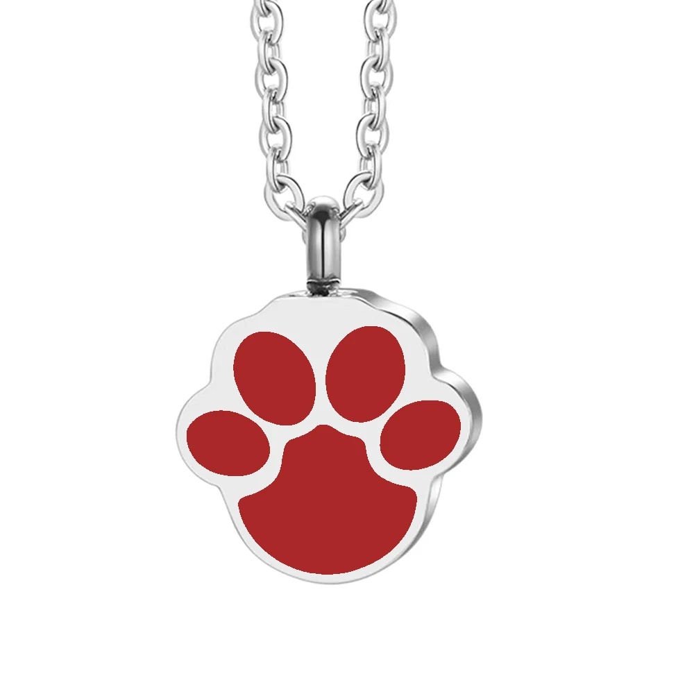Cremation jewelry stainless steel urn cat paw urn necklace cat and dog ashes memorial pet urn pendant mini souvenir urn pendant