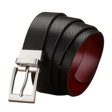 Custom Fashion Men's Double-sided Reversible Buckle Leather Belt Cut-to-Fit Golf Rotate Buckle Men Belt