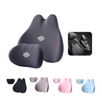 Ergonomic Memory Foam Lumbar Support Cushion Custom Logo Backrest Pillow for Car Seats & Office Chairs Promotional Business Gift