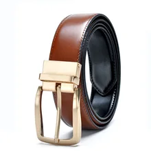 Wholesale Factory Custom LOGO Men Business Style Belt Men Reversible Double Side Leather Belt Male Rotating Buckle Belt