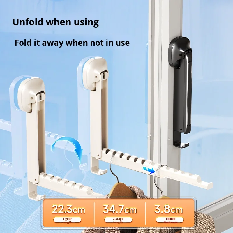 Small Indoor Telescopic Folding Clothes Storage Rack  Suction Cup Hanger No Punch Wall Hanging for Bathroom Drying
