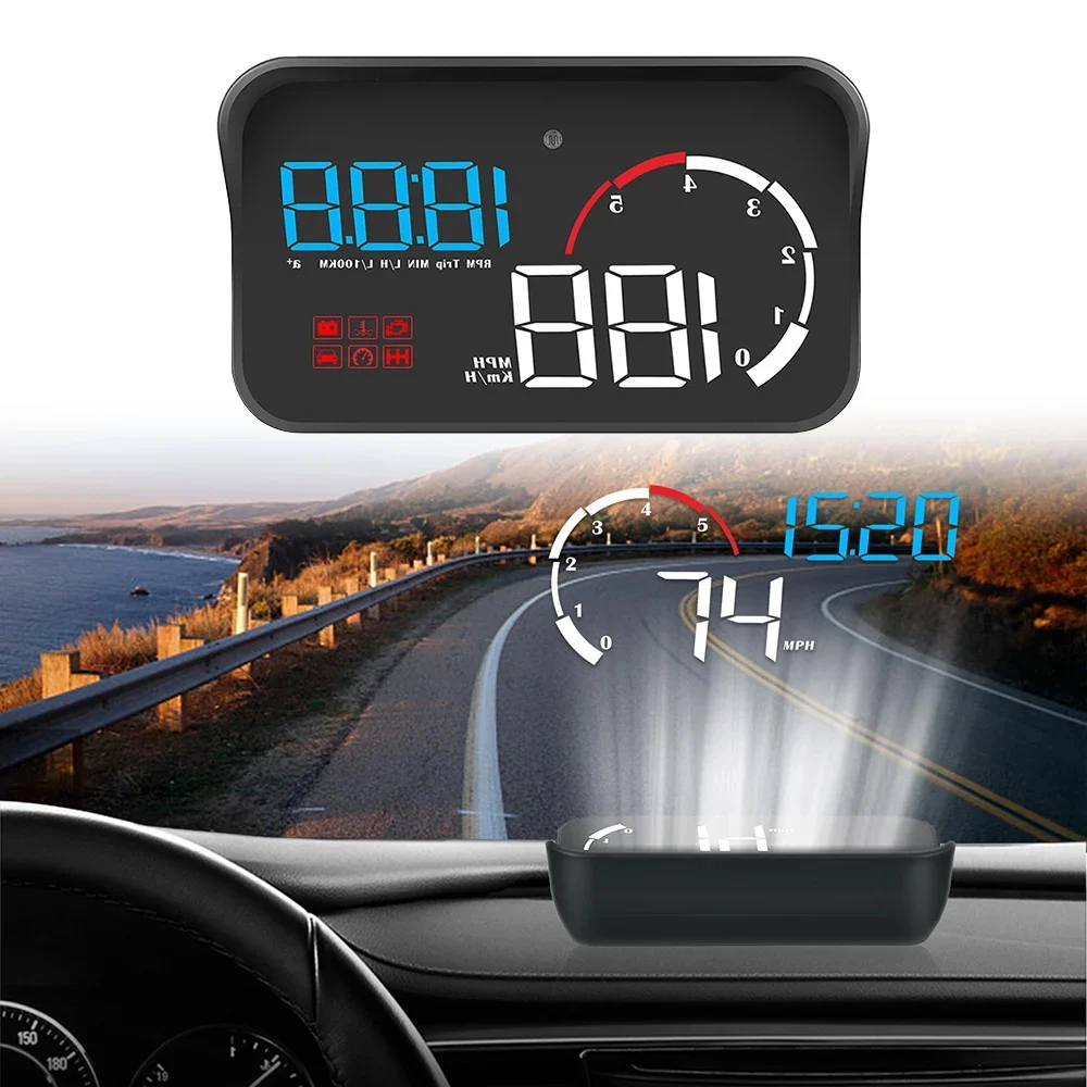 WiiYii OBD2HUDフロントガラスプロジェクターディスプレイ、水温